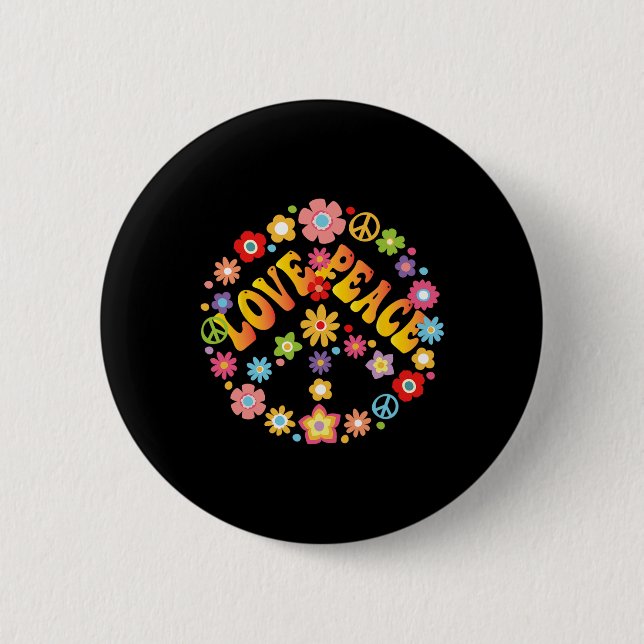 PEACE SIGN LOVE 60s 70s Groovy Hippie Costume Hall Button (Front)