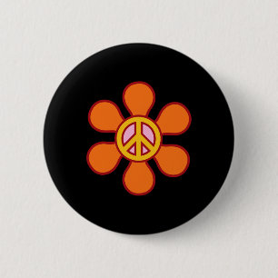 Peace Sign Love 60s 70s Groovy Hippie Costume Hall Button