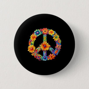 Peace Sign Love 60s 70s Groovy Hippie Costume Hall Button