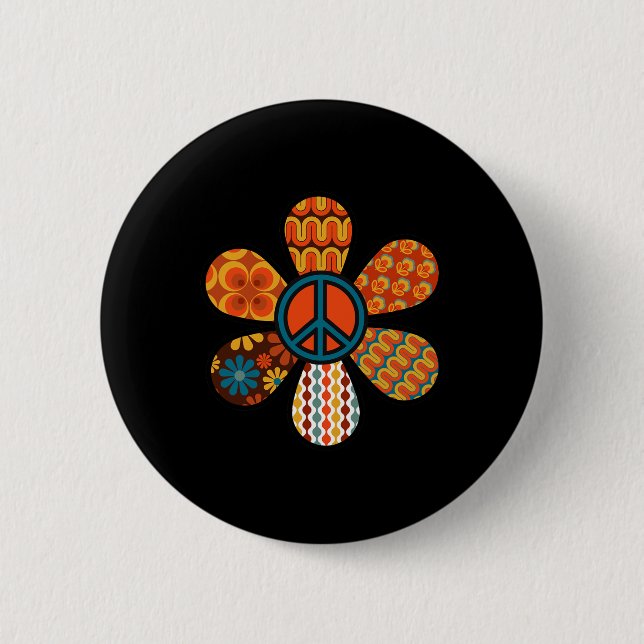 PEACE SIGN LOVE 60s 70s Groovy Hippie Costume Hall Button (Front)