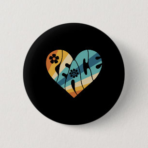 Peace Sign Love 60s 70s Groovy Hippie Costume Hall Button
