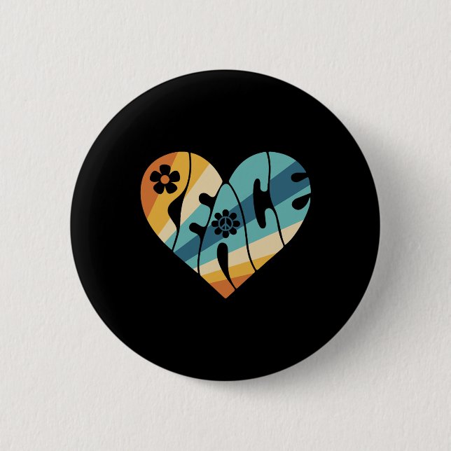 Peace Sign Love 60s 70s Groovy Hippie Costume Hall Button (Front)