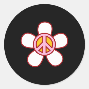 PEACE SIGN LOVE 60s 70s Groovy Hippie Costume Hall Classic Round Sticker