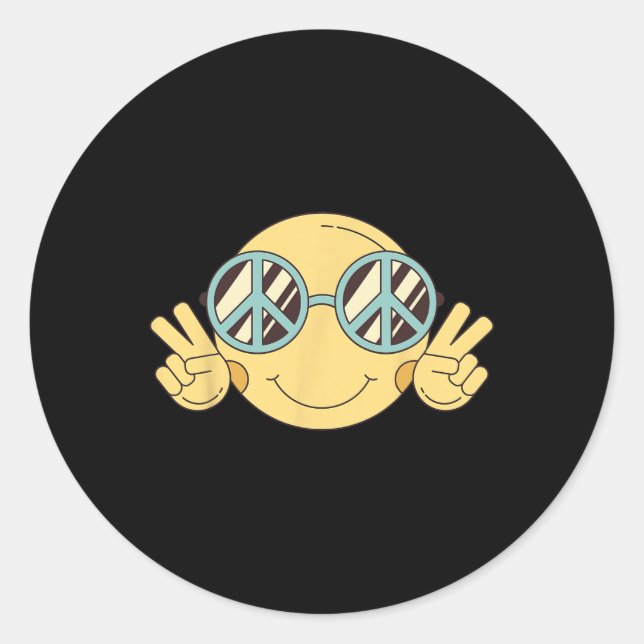 PEACE SIGN LOVE 60s 70s Groovy Hippie Costume Hall Classic Round Sticker (Front)