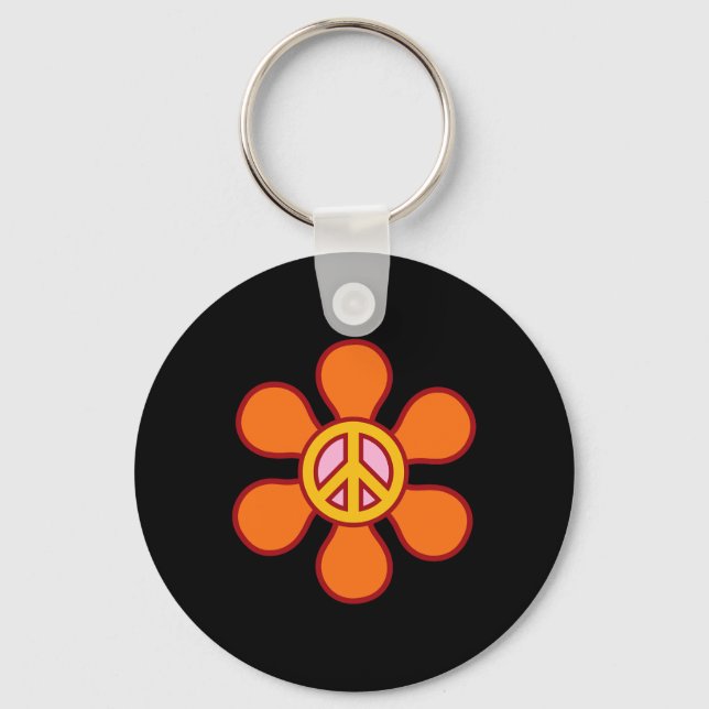 PEACE SIGN LOVE 60s 70s Groovy Hippie Costume Hall Keychain (Front)