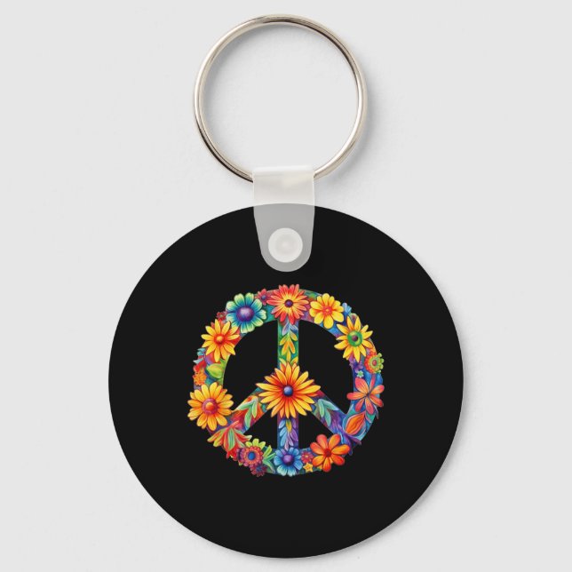 PEACE SIGN LOVE 60s 70s Groovy Hippie Costume Hall Keychain (Front)