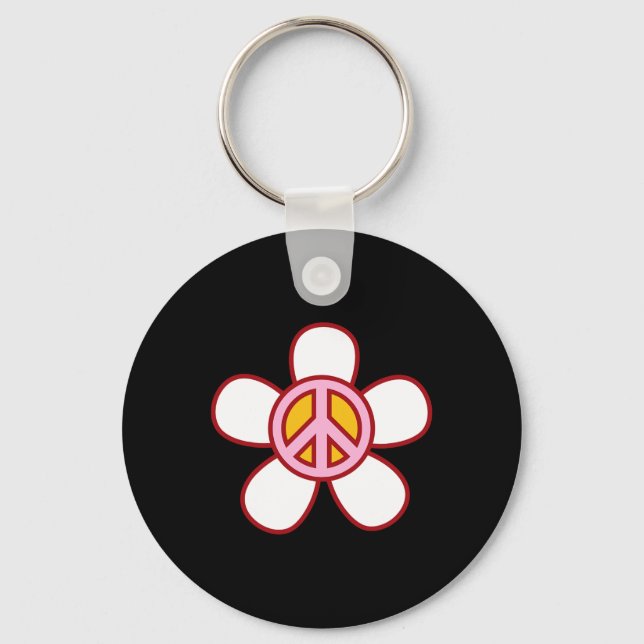 PEACE SIGN LOVE 60s 70s Groovy Hippie Costume Hall Keychain (Front)