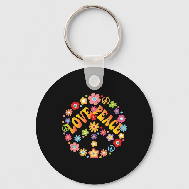 PEACE SIGN LOVE 60s 70s Groovy Hippie Costume Hall Keychain (Front)