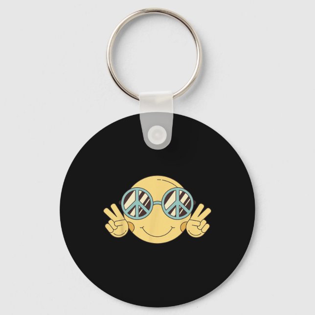 PEACE SIGN LOVE 60s 70s Groovy Hippie Costume Hall Keychain (Front)