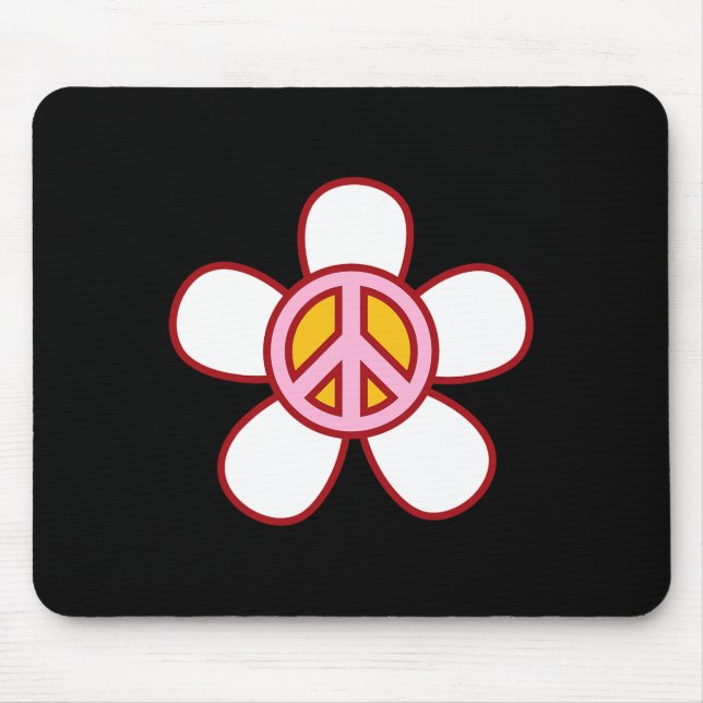 PEACE SIGN LOVE 60s 70s Groovy Hippie Costume Hall Mouse Pad (Front)