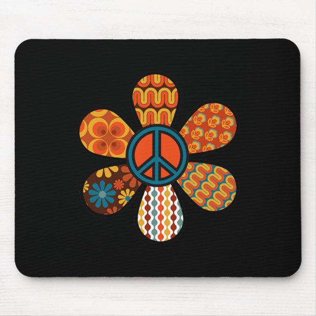 PEACE SIGN LOVE 60s 70s Groovy Hippie Costume Hall Mouse Pad (Front)