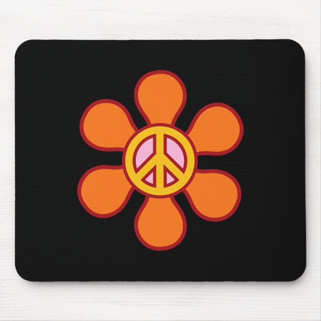 PEACE SIGN LOVE 60s 70s Groovy Hippie Costume Hall Mouse Pad (Front)