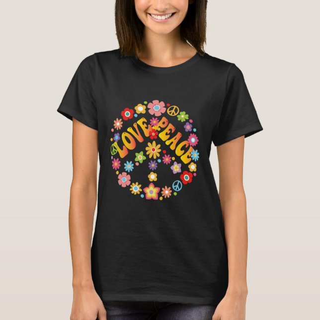 PEACE SIGN LOVE 60s 70s Groovy Hippie Costume Hall T-Shirt (Front)