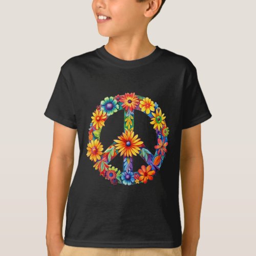 PEACE SIGN LOVE 60s 70s Groovy Hippie Costume Hall T_Shirt