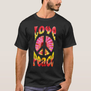 Peace Sign Love 60s 70s Hippie Groovy Hippie Tie T-Shirt