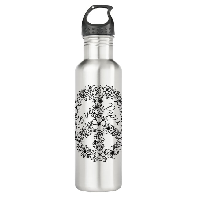 PEACE SIGN LOVE 60s 70s Hippie Halloween Costume  Stainless Steel Water Bottle (Front)