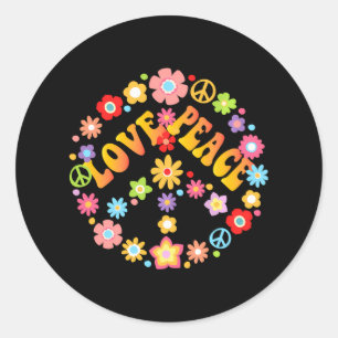 PEACE SIGN LOVE 60s 70s Tie Die Hippie Holiday Classic Round Sticker