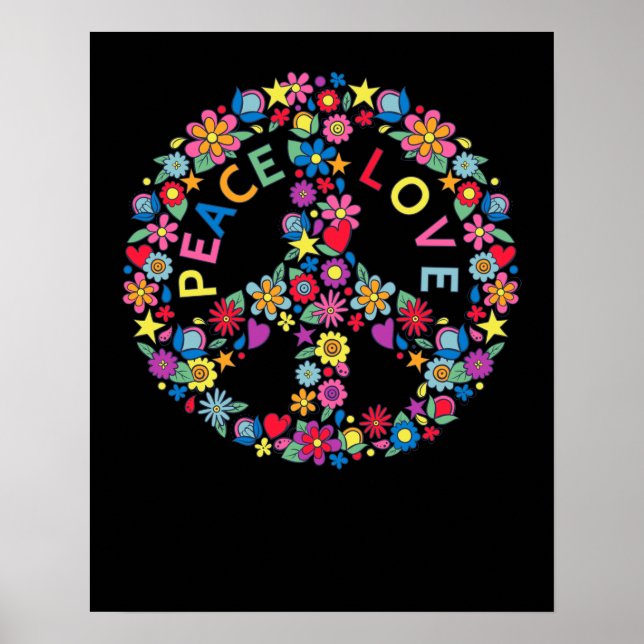 PEACE SIGN LOVE 60s 70s Tie Dye Hippie (Front)