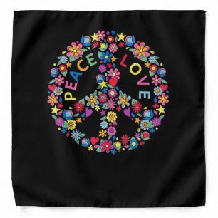 PEACE SIGN LOVE 60s 70s Tie Dye Hippie Bandana