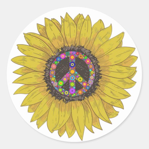  Peace Sign Love 60S 70S Tie Dye Hippie Classic Round Sticker