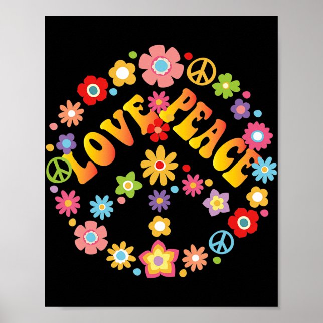 PEACE SIGN LOVE  60s 70s Tie Dye Hippie Costume   (Front)