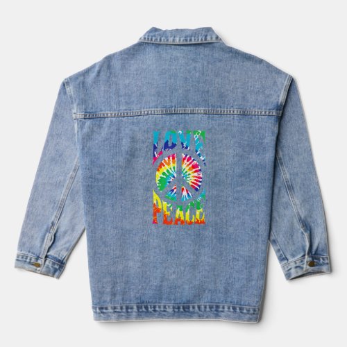 Peace Sign Love 60S 70S Tie Dye Hippie Costume 1  Denim Jacket