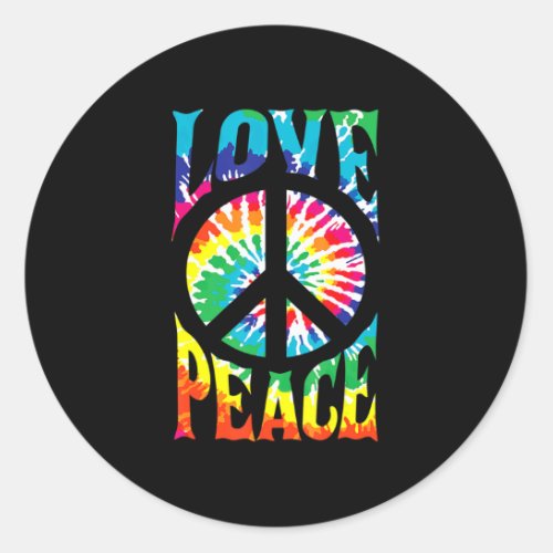 Peace Sign Love 60S 70S Tie Dye Hippie Costume  Classic Round Sticker