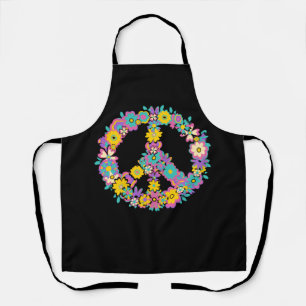 Peace Sign Love 60s 70s Tie Dye Hippie Costume Flo Apron