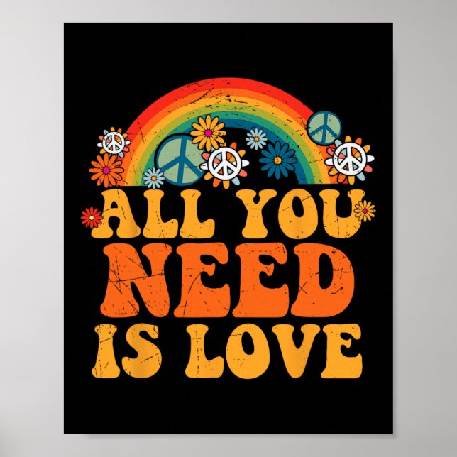 Peace Sign Love 60s 70s Tie Dye Hippie Costume Hal (Front)