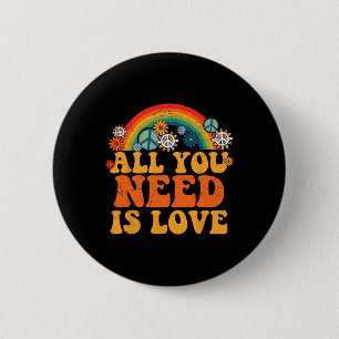 PEACE SIGN LOVE 60s 70s Tie Dye Hippie Costume Hal Button