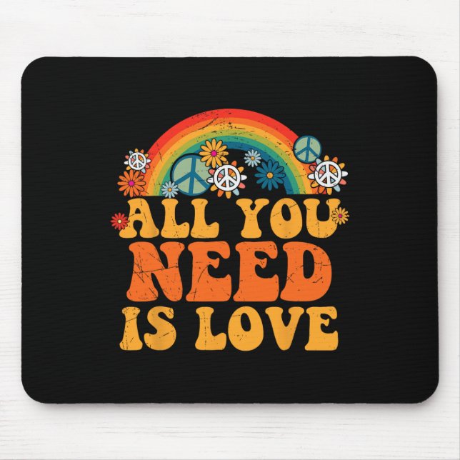 PEACE SIGN LOVE 60s 70s Tie Dye Hippie Costume Hal Mouse Pad (Front)