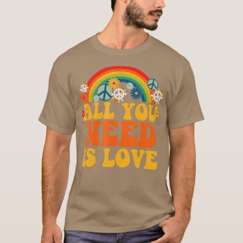 PEACE SIGN LOVE 60s 70s Tie Dye Hippie Costume Hal T_Shirt