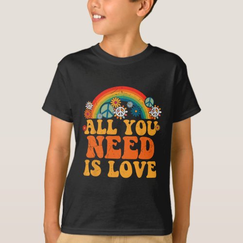 PEACE SIGN LOVE 60s 70s Tie Dye Hippie Costume Hal T_Shirt