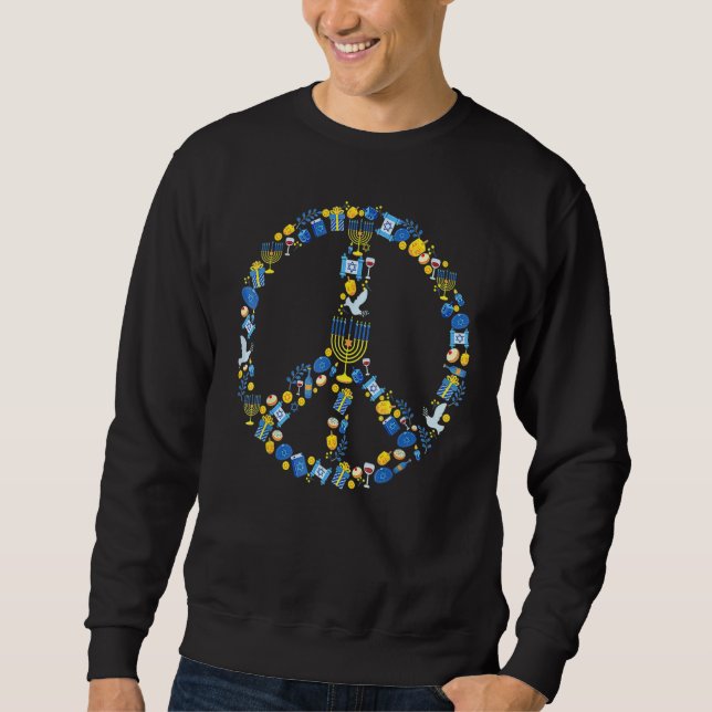 Peace Sign Love 60s 70s Tie Dye Hippie Costume Han Sweatshirt (Front)