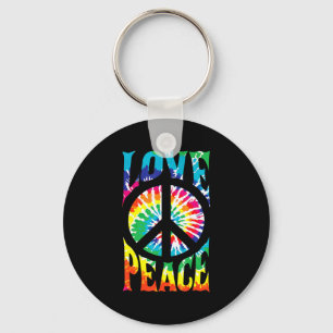 Peace Sign Love 60S 70S Tie Dye Hippie Costume Keychain
