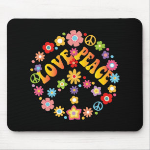 PEACE SIGN LOVE  60s 70s Tie Dye Hippie Costume   Mouse Pad