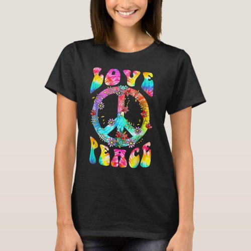 Peace Sign Love 60S 70S Tie Dye Hippie Costume  T_Shirt