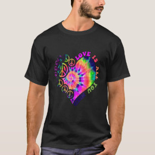 Peace sign love  60s 70s tie dye hippie costume T-Shirt