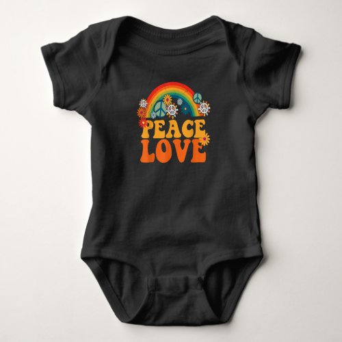 PEACE SIGN LOVE 60s 70s Tie Dye Hippie Halloween Baby Bodysuit