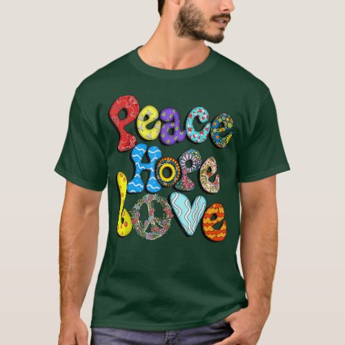 PEACE SIGN LOVE 60s 70s Tie Dye Hippie Halloween C T_Shirt