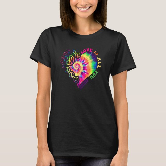 Peace Sign Love 60s 70s Tie Dye Hippie Halloween C T-Shirt (Front)