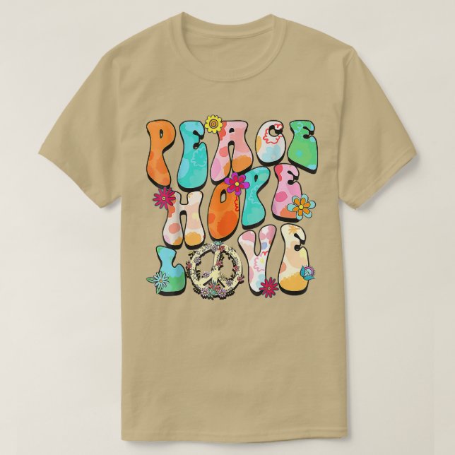 PEACE SIGN LOVE 60s 70s Tie Dye Hippie Halloween C T-Shirt (Design Front)