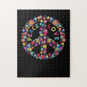 PEACE SIGN LOVE 60s 70s Tie Dye Hippie Jigsaw Puzzle