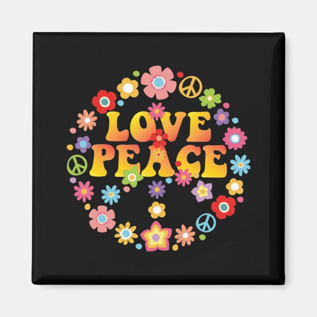 PEACE SIGN LOVE 60s 70s Tie The Hippie Costume Magnet (Front)