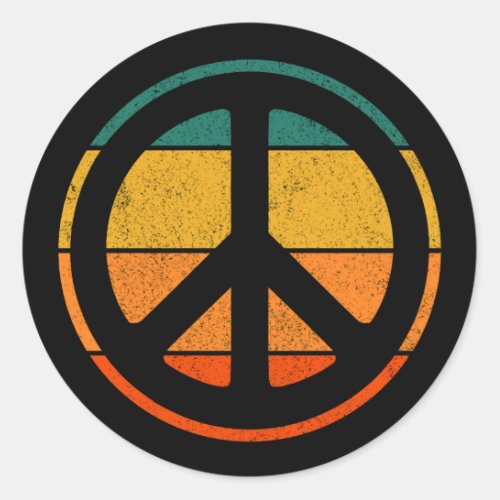 Peace Sign Love 60s 70s Tye Die Hippie Costume Cla Classic Round Sticker