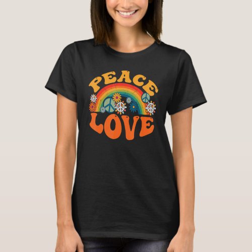 PEACE SIGN LOVE 70s 1970 Tie Dye Hippie Halloween  T_Shirt