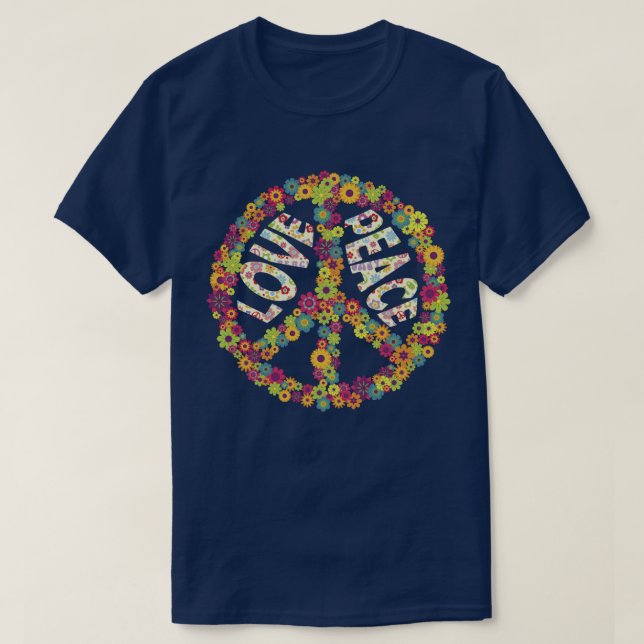 PEACE SIGN LOVE 960s 90s Shirt Tie Dye Groovy Hipp (Design Front)