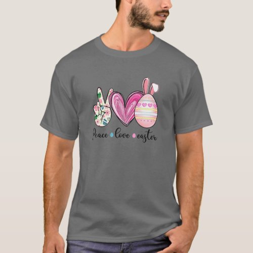 Peace Sign Love Easter Egg Hunting Funny Easter Da T_Shirt