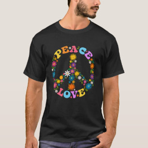Peace Sign Love Flower 60s 70s Tie Dye Hippie Cost T-Shirt