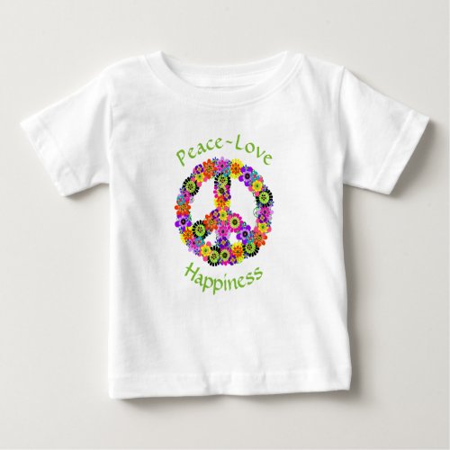 Peace Sign Love  Happiness on White Baby T_Shirt